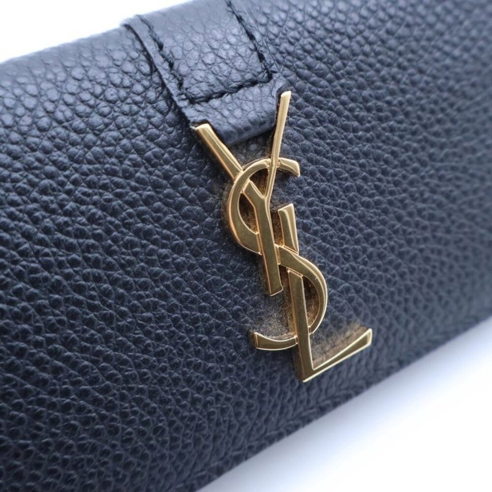 Saint Laurent Paris Cassandra Logo Plate Leather 4 Key Case Black Key Holder - Picture 4 of 6